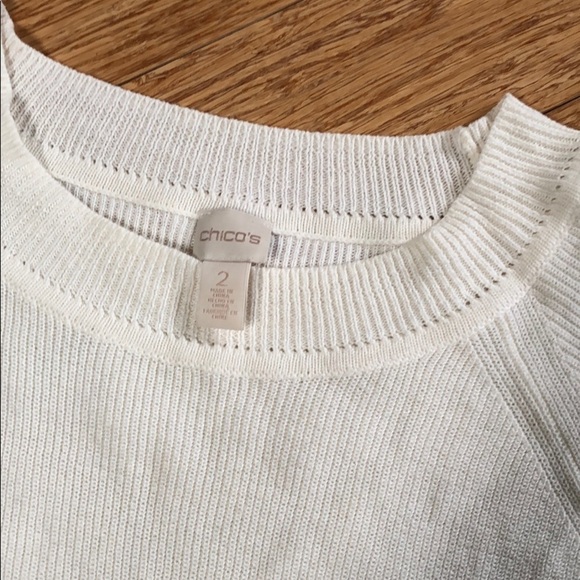 Chico’s 2 Cream colored sweater has ties on side - Picture 2 of 5